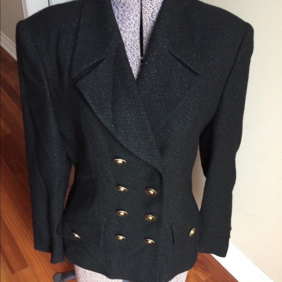 Metallic thread jacket and skirt in wool - Picture 12 of 12